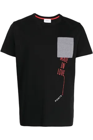 Ports V Logo-embroidered check-print T-shirt