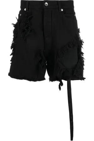Rick Owens Frayed distressed denim shorts