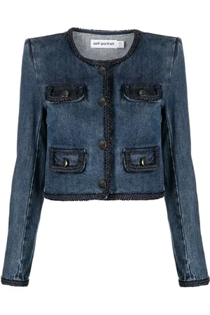 Self-Portrait Braid-trim denim jacket