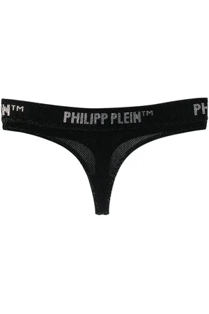 Philipp Plein Crystal-embellished logo thong