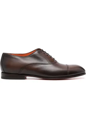 santoni Almond-toe leather oxford shoes
