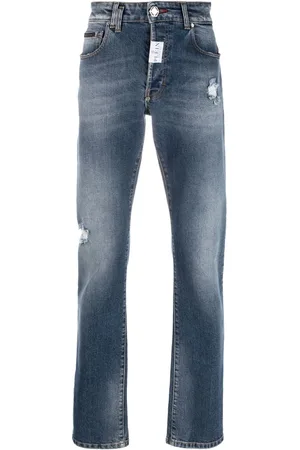 Philipp Plein Logo-patch slim-cut jeans