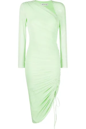Self-Portrait Ruched mesh midi dress
