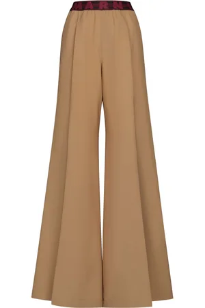 Marni Logo-waistband wool flared trousers