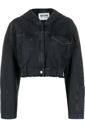 Moschino Cropped denim hooded jacket