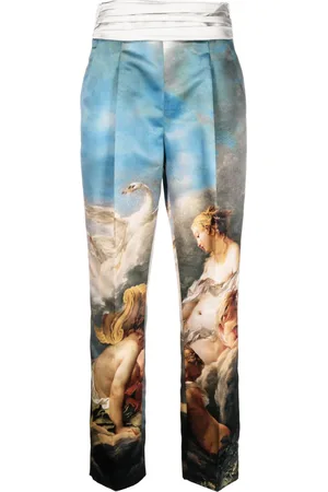 Roberto Cavalli Painting-print silk tailored trousers