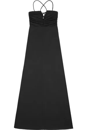Ganni Crossover-strap gathered maxi dress
