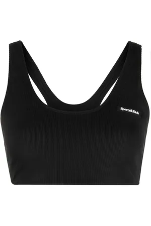 Sporty & Rich Serif logo-patch ribbed bra