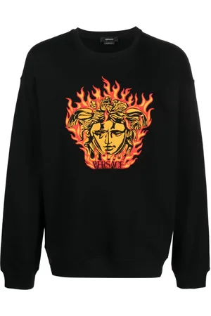 VERSACE Medusa Flame-embroidered cotton sweatshirt