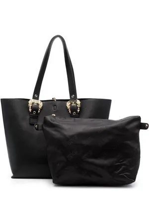 VERSACE Logo-buckle faux-leather tote bag