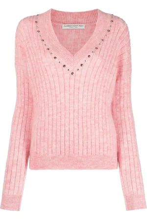 Alessandra Rich Stud-embellished ribbed jumper