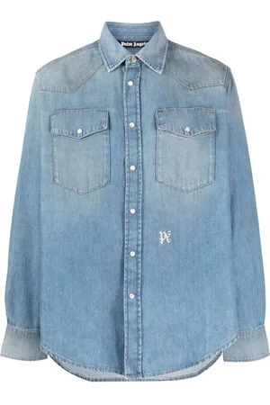 Palm Angels Monogram-embroidered denim shirt