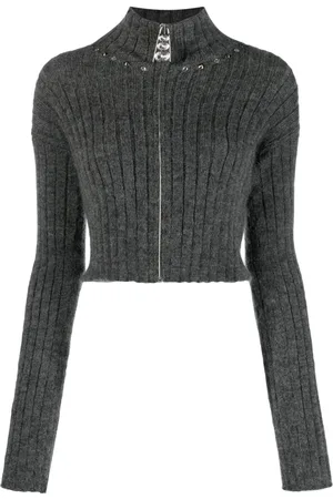 Alessandra Rich Embellished ribbed-knit cardigan