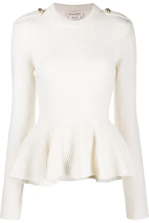 Alexander McQueen Ribbed-knit peplum-hem jumper