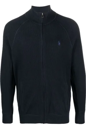 Ralph Lauren Embroidered-logo textured zip-up jumper
