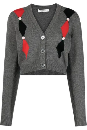 Alessandra Rich Intarsia-knit floral-detail cardigan
