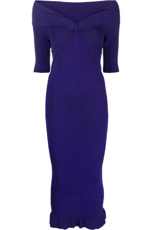 Serafini Off-shoulder knitted midi dress
