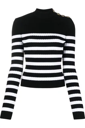 Balmain Striped roll-neck jumper