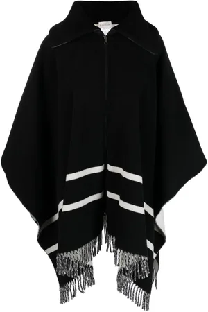 Moncler Fringe-trim striped cape