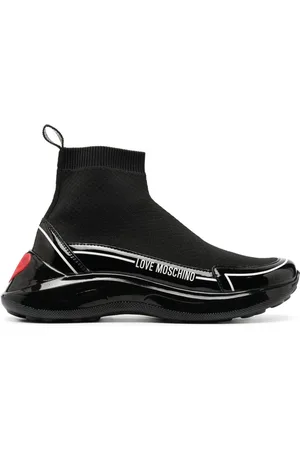 Moschino Logo-embossed high-top sneakers