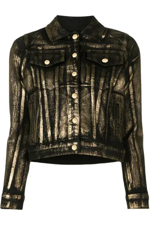 Madison.Maison Panelled foiled-finish denim jacket