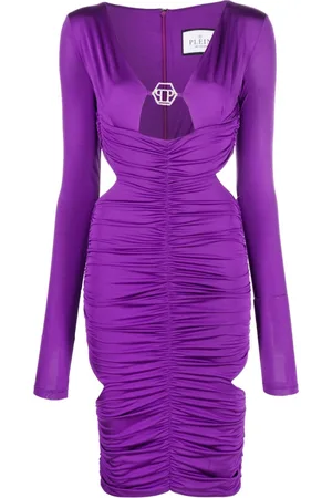 Philipp Plein Logo-plaque ruched midi dress
