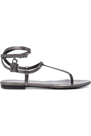 Tom Ford Padlock laminated-leather flat sandals