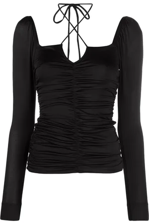 Ganni Ruched crepe blouse