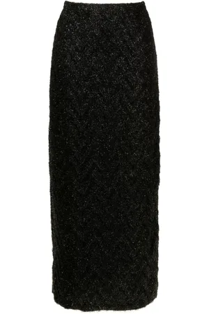 Gloria Coelho High-waisted tinsel midi skirt