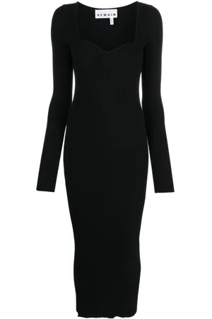 REMAIN Sweetheart-neck knitted midi dress