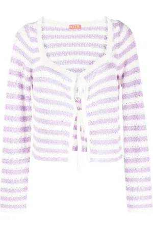 KITRI Dionne striped crochet-knit cardigan