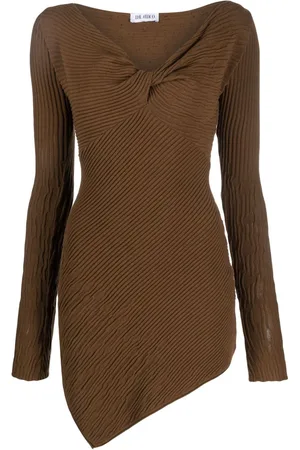 The Attico Asymmetric ribbed-knit minidress