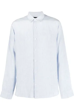 Vince Striped button-up linen shirt