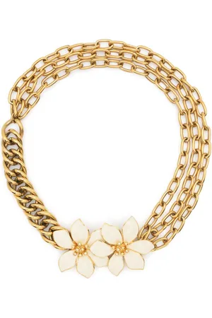 Givenchy 1990s flower motif triple-chain short necklace