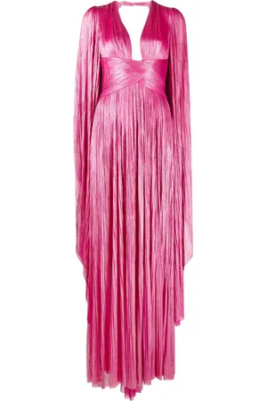 MARIA LUCIA HOHAN Crystal plung-neck side-slit gown