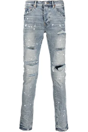 Purple Brand Ripped-detail mid-rise jeans