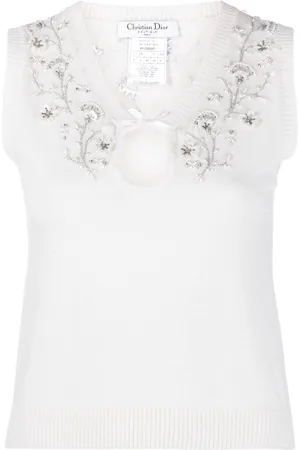 Dior 2000s floral embroidery knitted top