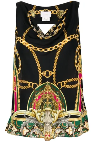 Camilla Graphic-print silk top