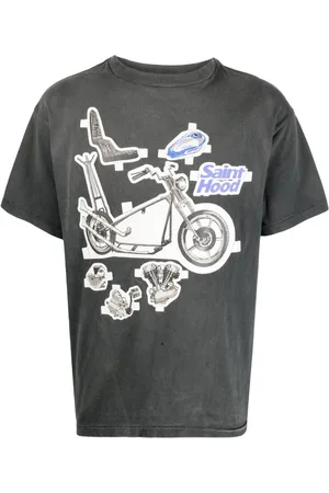SAINT MXXXXXX Graphic-print distressed cotton T-shirt