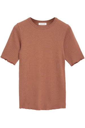 ANINE BING Caitlyn crepe-textured T-shirt