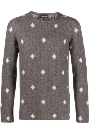 Giorgio Armani Diamond-jacquard crew-neck jumper