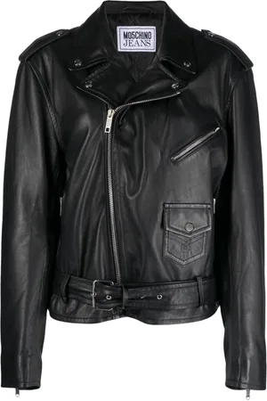 Moschino Peace-sign leather biker jacket