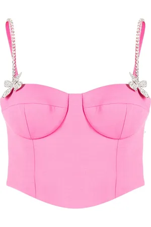 AREA Butterfly-appliqué wool bustier top