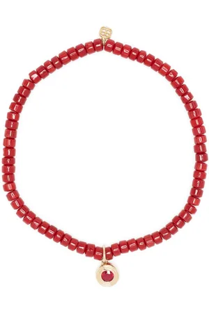 Sydney Evan 14kt yellow gold and ruby fluted beaded bracelet