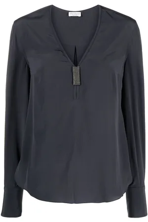 Brunello Cucinelli Bead-detail silk blouse