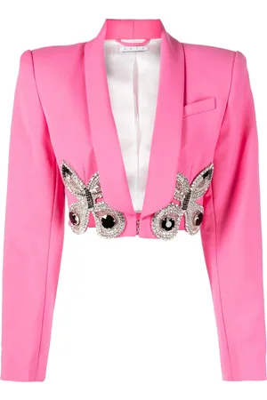 AREA Butterfly-embroidered cropped blazer