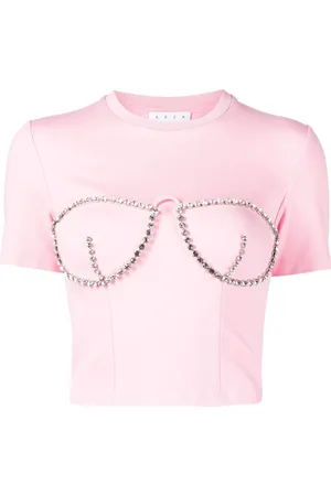AREA Crystal-embellished bustier-cup T-shirt