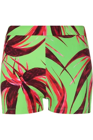 Louisa Ballou Floral-print ribbed-knit shorts