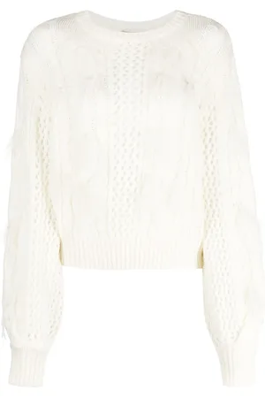 Twin-Set Feather-detail cable-knit jumper