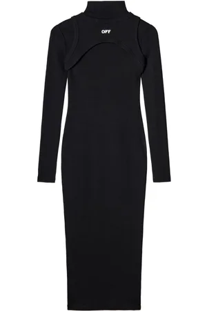 OFF-WHITE Ribbed turtleneck midi dress